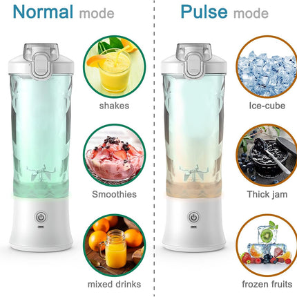DENOKIN Portable Blender, Shakes and Smoothies Cordless Personal Size Blender 20oz with 6 Blade and a Travel Lid (Apple White)