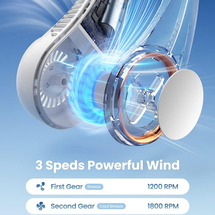 Gaiatop Portable Neck Fan, Rechargeable Hands Free Bladeless Portable Mini Fans, 3 Speeds 72 Air Outlet, Free Adjustment Personal