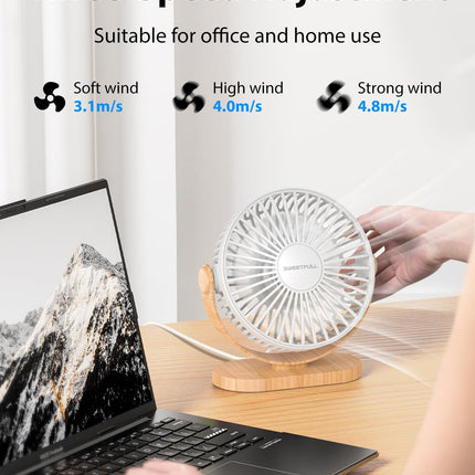 Sweetfull Desk Fan Usb Small Fan, 3 Speeds Portable Fan, 360° Rotate Personal Desktop Table Fan, Mini Fan Quiet Operation