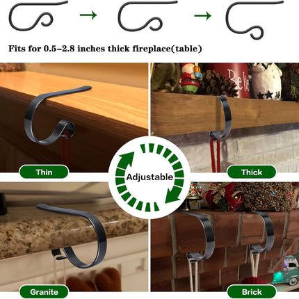 Christmas Stocking Holders for Mantle Set 4,Protective Pads Christmas Stocking Holders for Fireplace Mantle,Multi-uses Stocking Hooks for Mantle,Mantel Stocking Holders Clip for Xmas Party Decoration