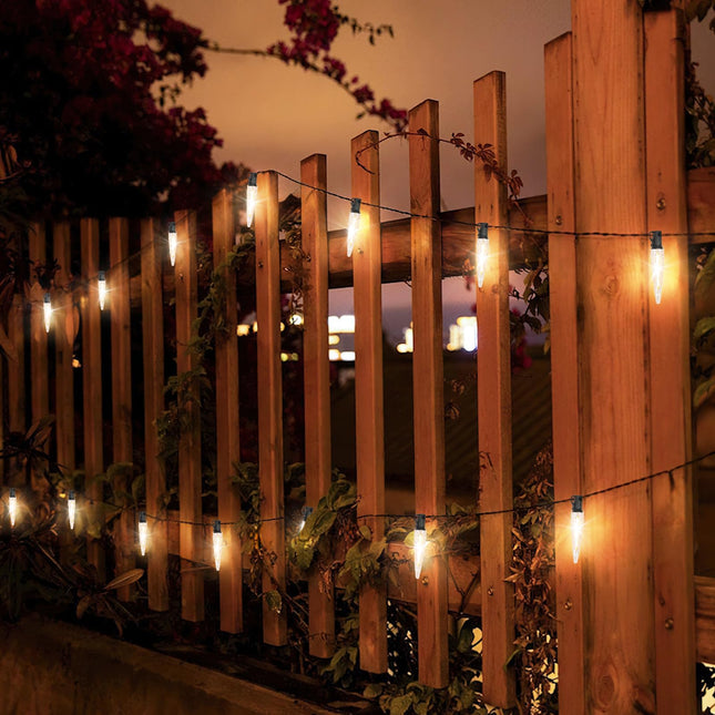 100FT Christmas Icicle Outdoor String Lights, Waterproof Xmas Lights for Outside, Shatterproof Patio Light with 52 Bulbs, Dimmable LED Lights String, Linkable Hanging Lights for Christmas Party Yard