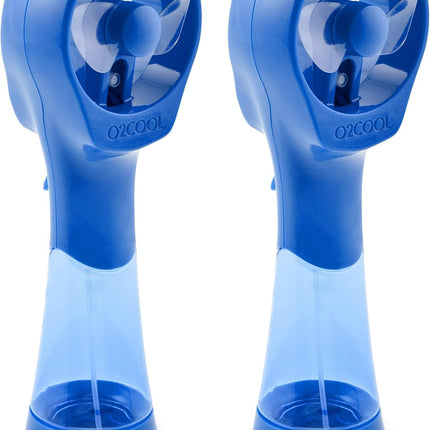 O2Cool 2 Pack Elite Battery Powered Handheld Water Misting Fans Blue