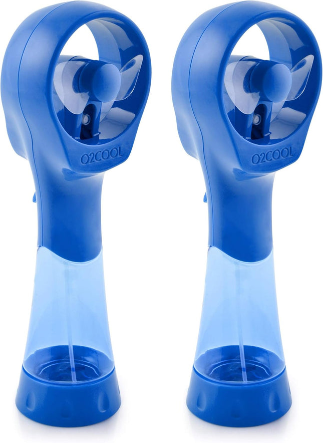 O2Cool 2 Pack Elite Battery Powered Handheld Water Misting Fans Blue