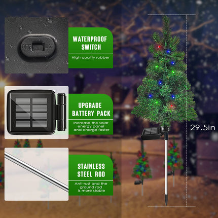 Solar Christmas Tree Garden Stake Lights Waterproof Christmas Decorations Tree Lights Outdoor Xmas Tree Light Christmas décor Pathway Lights Patio Yard (Green, 4pcs)