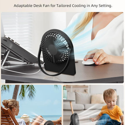 3.5 Usb Fan, Strong Wind Ultra Quiet Small Desk Fan Foldable 3 Speeds Adjustable, UsbC Corded Powered Personal Fan For Home