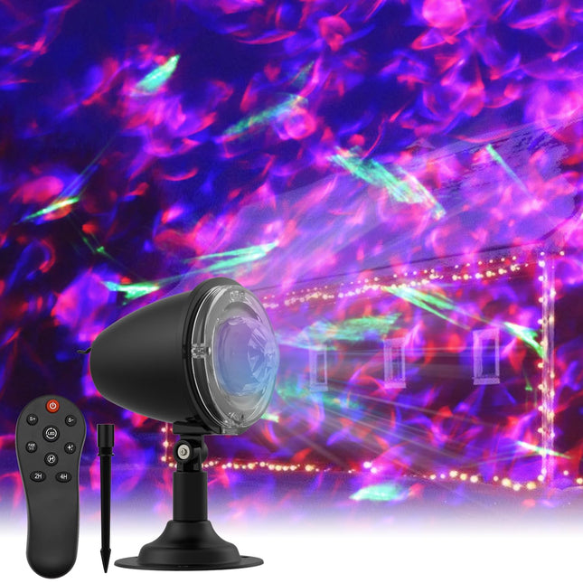 Christmas Halloween Laser Projector Lights - Outdoor Waterproof Holiday Light Projector with 10 Color, Aurora & Ocean Wave Pattern - Landscape Night Light for House,Garden,Yard Christmas Decoration