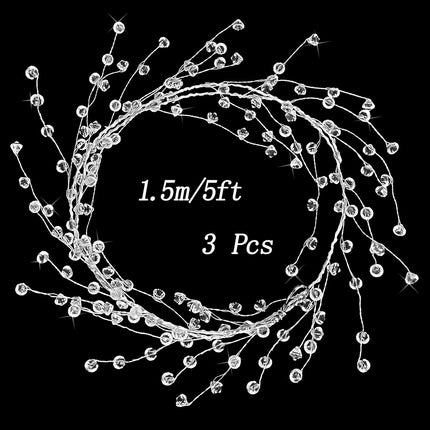 15 FT Ice Wire Clear Garland,Christmas DiamondTree Decor,Plastic Clear Acrylic Crystal Diamond Jewel Bead Garland Ornaments for DIY Wreath Crafts,Christmas Decorations,Wedding