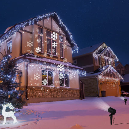 Christmas Snowflake Projector Lights Outdoor, Led Rotating Snowfall Show Lights Waterproof Landscape Decorative Christmas Light Lighting for Xmas Holiday Garden Indoor Home Decoration Show