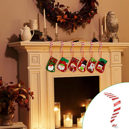 Christmas Stocking Holders for Mantle Set 4, Lightweight Metal Stocking Hangers Adjustable Candy Cane Stocking Hooks for Fireplace Widened Non-Skid Stocking Holders for Christmas Decoration