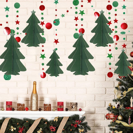 Christmas Decorations,3D Christmas Tree Paper Streamers Party Banner Garland Christmas Party Decorations Hanging Decor,Christmas Party Home Office Decorations Party Supplies