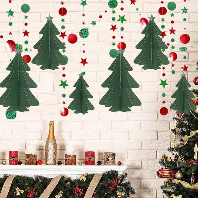 Christmas Decorations,3D Christmas Tree Paper Streamers Party Banner Garland Christmas Party Decorations Hanging Decor,Christmas Party Home Office Decorations Party Supplies