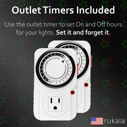 Christmas Projector Laser Lights for House - Timer Outlet and Remote Included - 18 Patterns - Red and Green (2pc)