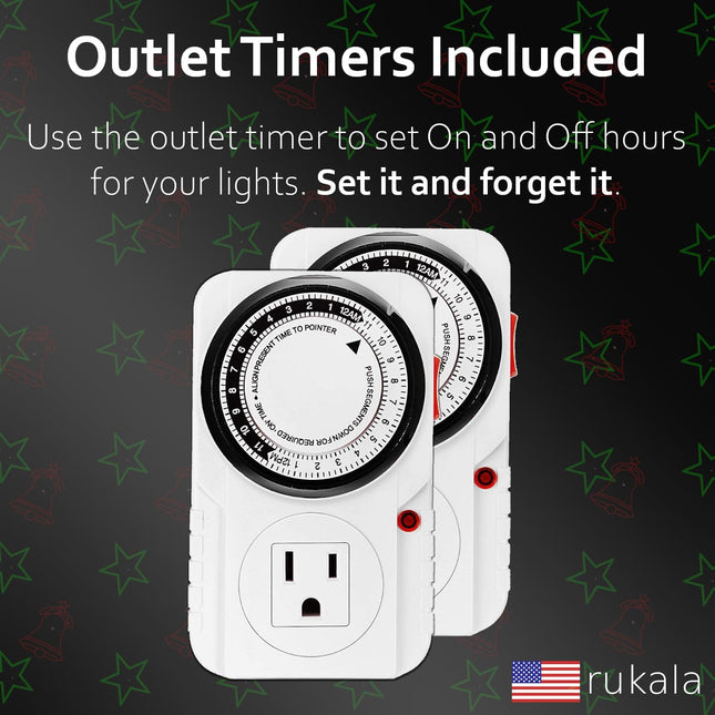Christmas Projector Laser Lights for House - Timer Outlet and Remote Included - 18 Patterns - Red and Green (2pc)