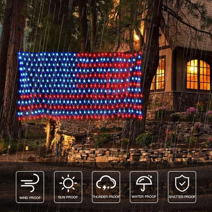 American Flag Light, 420 Super Bright LEDs Net Light Waterproof US for Independence Day July 4th, Yard, Garden Patio Yard Holiday Decoration