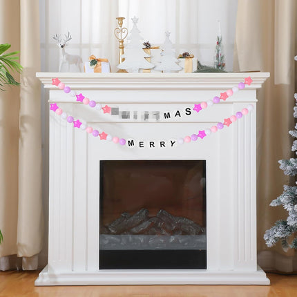 16 Ft Merry Christmas Banner Decoration Friendship Bracelet Banner, Merry and Bright Hanging Pre-Strung 3D Music Fans Garland for Xmas Tree Indoor Outdoor Holiday Party Decor(Pink)