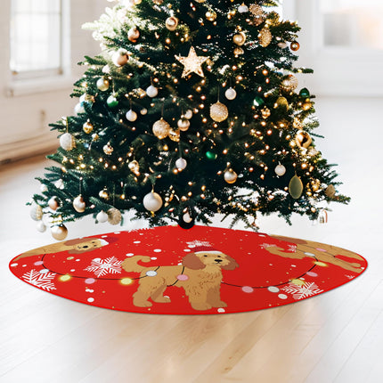 Christmas Tree Skirt Red Tree Skirts Golden Doodle Xmas Tree Skirt Tree Mat 48 Inch Dog Winter Christmas Decorations for Home