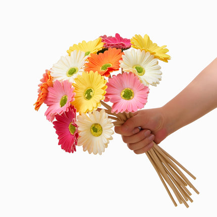15 Pieces Artificial Gerbera Daisy Flowers Fake Mums Daisies Flower 15 Inch Artificial Gerber Daisies for Wedding Party Home Kitchen Decor