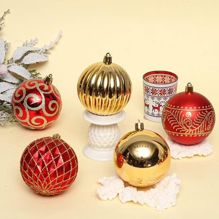 20 pcs Christmas Tree Balls, 3.16" Shatterproof Christmas Ornament Decorations for Christmas Tree Hanging Decorative Red Gold Bauble Set for Home Party Wedding Decor
