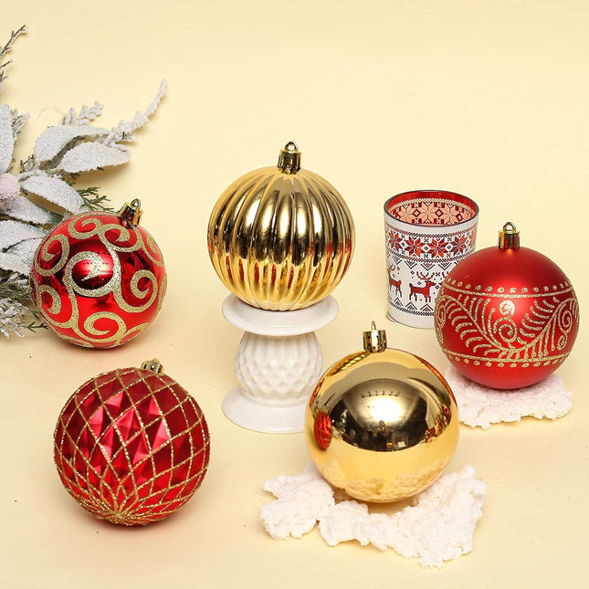 20 pcs Christmas Tree Balls, 3.16" Shatterproof Christmas Ornament Decorations for Christmas Tree Hanging Decorative Red Gold Bauble Set for Home Party Wedding Decor