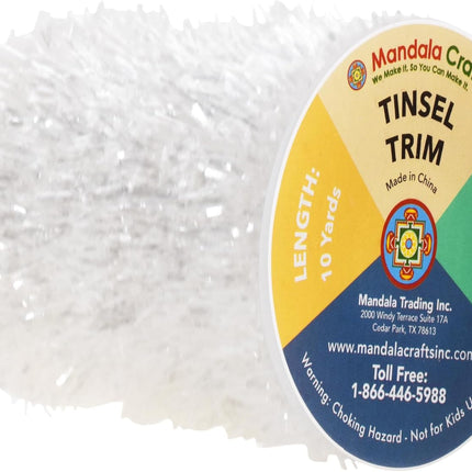 Mandala Crafts White Tinsel Garlands Mini Garland Christmas Tree Garland Christmas White Garland Decorations - Thin Metallic Foil Glitter Garlands Party Wedding Decor
