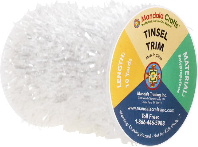 Mandala Crafts White Tinsel Garlands Mini Garland Christmas Tree Garland Christmas White Garland Decorations - Thin Metallic Foil Glitter Garlands Party Wedding Decor