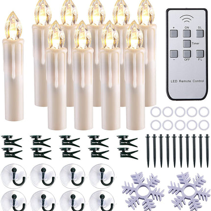 10 PCS LED Window Candles - Battery Operated Flameless Taper Candles with Remote Updated Timer Function - Christmas Candles Warm White - Perfect for Wedding/Party/Birthday Decoration