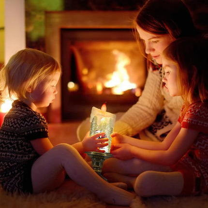 Christmas Flameless Candles, Flickering LED Candles with Timer, Snow Globe Candle Lights for Christmas Decorations