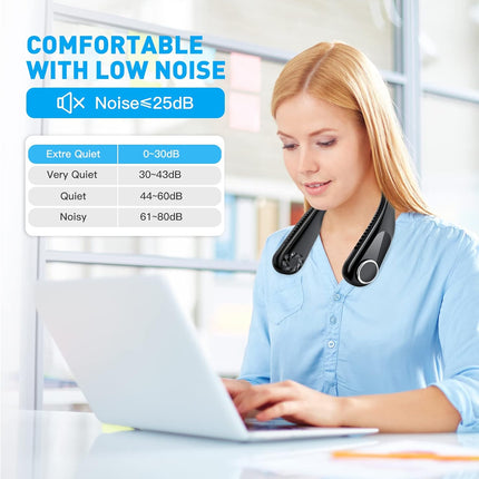 Neck Fan, Hand Free Personal Neck Fans For Your Neck, Portable Rechargeable Neck Fan, Up To 10 Hours Wearable Long Working Time
