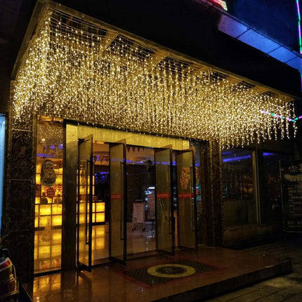 LED Icicle String Lights, Christmas Icicle Lights 16.4FT 216 LEDs Window Curtain Starry Fairy Lights Plug in 8 Modes for Wedding Party Bedroom Garden Patio Outdoor Indoor (Warm White, 5)