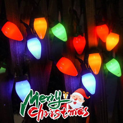 Couah C7 Christmas Lights Battery Operated 24ft,50LED C7 Christmas Lights Battery Powered LED Battery Powered Lights for Indoor Outdoor Xmas Tree Garden Patio Backyard Party Christmas Decorations