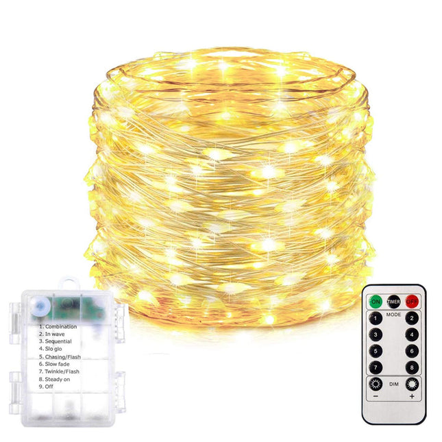 Homemory 200 LED Battery Operated Long Fairy Lights, 66FT Fairy String Lights with Remote, 8 Modes Copper Sliver Wire Lights, Waterproof Christmas Twinkle Lights Wedding Bedroom, Warm White