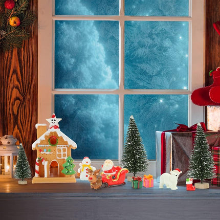 LovesTown Christmas Miniature Figurines for Crafts, 25 PCS Christmas Miniature Ornaments Kit Snowman Christmas Fairy Resin Ornaments Pine Tree for Christmas Garden