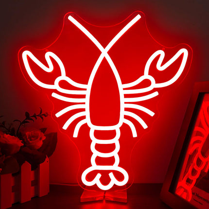 Lobster Neon Sign Dimmable Red Neon Signs for Wall Decor Led Neon Sign for Bedroom Bar Neon Signs Neon Light Up Signs for Home Club Party Hotel Bar Restaurant Christmas Halloween Decor