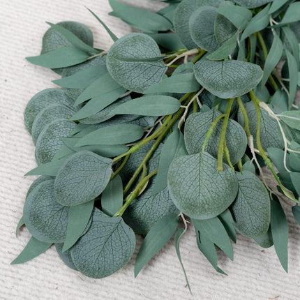 Floweroyal 2 Pack Greenery Garlands 6.56FT Artificial Eucalyptus Garland with Willow Leaves Faux Silver Dollar Leave Vines for Wedding Arch Table Centerpieces Party Backdrop Doorframe Decoration.