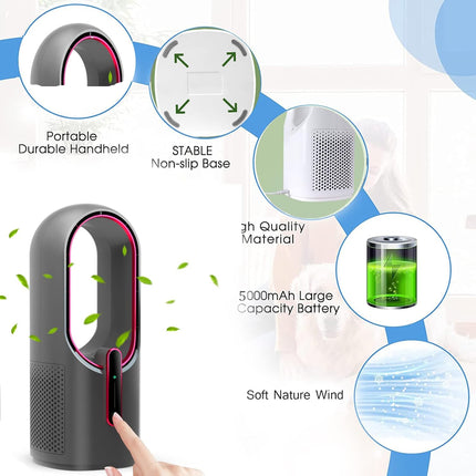 Misby Desk Fan, Bladeless Desk Fan With 3Speed Options, Quiet Cooling, Touch Control Personal Fan For Desk Home, Office, Bedroom