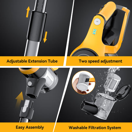 Cordless Vacuum Cleaner, 250W 20Kpa Stick Vacuum For Dewalt 20V18V Battery, 2 Mode Suction, 6In1 Lightweight Vacuum For Hardwood Floor Carpet Car Petbattery Not Include