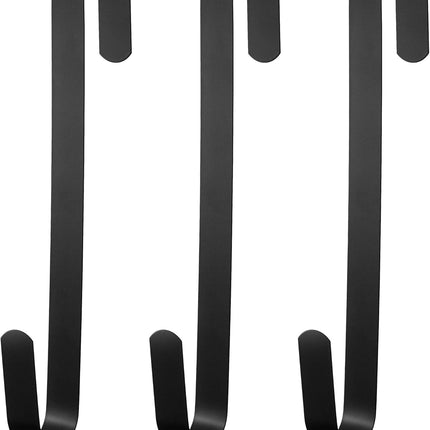 Zhehao 3 Pieces Christmas Decor Metal Wreath Hangers Over The Door Light Handy Wreath Hanger Hanging Hook (14 Inch, Black)