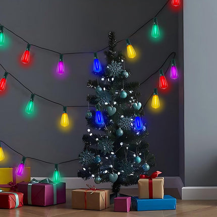 LED Outdoor String Lights Waterproof 50FT Christmas Patio Lights with 27 ST38 Shatterproof Multicolor Bulbs(2 Spare), Connectable Outside Hanging Christmas Lights for Backyard Yard Gazebo Porch Party
