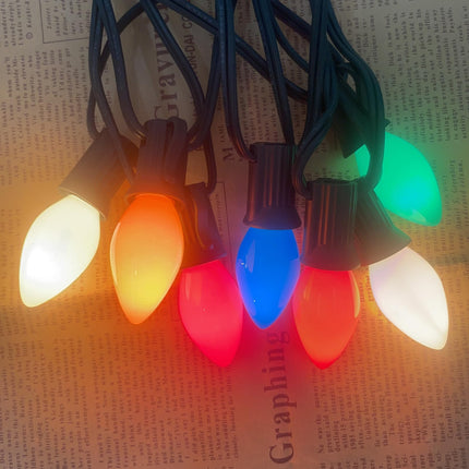 25 Pack C7 LED Christmas Lights Replacement Bulbs,Ceramic Multicolor Christmas Light Bulbs 0.6Watt Dimmable E12 LED Replacement Bulbs for Christmas Tree,Christmas String Lights