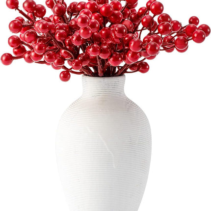 Crafare 30 Pack Artificial Red Berry Stems, Burgundy Red Berry Picks Holly Berries Branches for Christmas Tree Decorations Crafts Wedding Holiday Season Winter Décor Home Decor