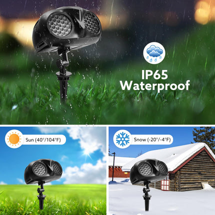 Outdoor Snowflake Projector Lights, IP65 Christmas Snow Projector, Rotating Dynamic Snow Landscape Projection Lamp with Remote Control, for Halloween, Xmas, Year, Parties, Weddings, and Patios