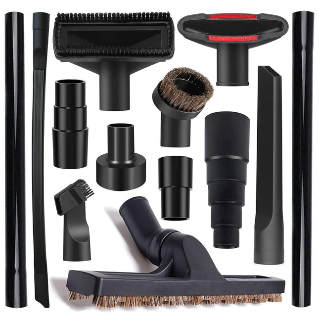 13Pcs Universal Vacuum Attachment Kit 114 Vacuum Hose Adapter Wet Dry Plastic Vacuum Cleaners Accessories With Extension Wand Horse Hair Brush Flexible Crevice Tool Adapter For Shop Vac Attachment