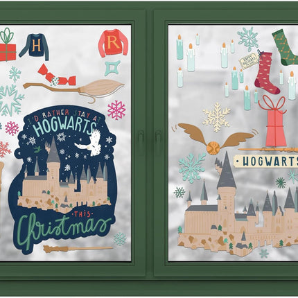Conquest Journals Harry Potter Holidays at Hogwarts Window Clings, Over 50 Individual Window Clings Celebrating The Holidays at Hogwarts, Reusable, No Residue