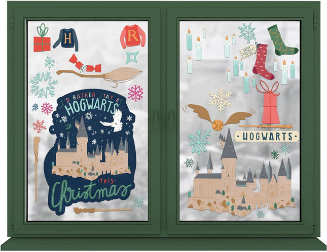 Conquest Journals Harry Potter Holidays at Hogwarts Window Clings, Over 50 Individual Window Clings Celebrating The Holidays at Hogwarts, Reusable, No Residue