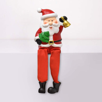 Boutique Christmas Characters Shelf Sitters Santa Snowman Elf Decorations 3 Pack Poly Resin Desk Mantel Table Topper Centerpiece Holiday Sitting Leg Figurines Winter Home Indoor Party Accessories