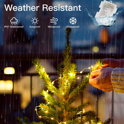 Homemory 200 LED Battery Operated Long Fairy Lights, 66FT Fairy String Lights with Remote, 8 Modes Copper Sliver Wire Lights, Waterproof Christmas Twinkle Lights Wedding Bedroom, Warm White