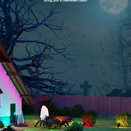 Smart Landscape Lighting, IP67 Waterproof Landscape Spotlights, 3000LM Dimmable RGBICW Pathway Lights Work with Alexa, Spot Lights for Christmas Outdoor Decoration, 4 Pack