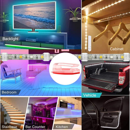 Clear Strip Light Mounting Clips Self-Adhesive Hooks,Fixing Clamps LED Strip Light 8mm,10mm,12mm.100 Pack Strip Light Brackets Holder,USB Cable Wires Organizer.