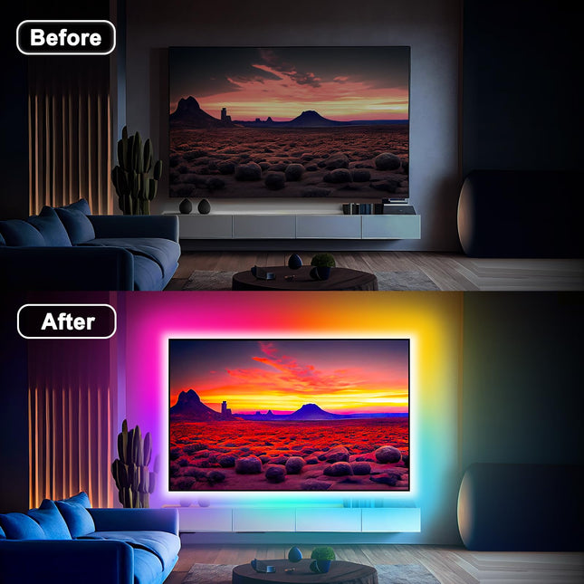Daymeet LED Lights for TV, RGB 9.84ft TV LED Lights for 32-43in TV, Dreamcolor RGB Music Sync TV Backlight Color Changing, APP Remote Control TV LED Strip Lights for Home Gaming Room Xmas Decor