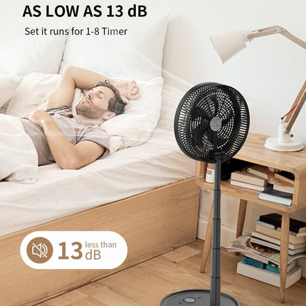 Easyacc 12'' Quiet Fans For Bedroom, Oscillating Standing Fan, 10000Mah Remote Control Foldable Rechargeable Fan For Home